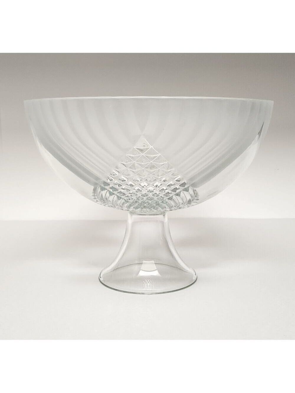 Tiara Trillium Clear Frosted Criss Cross Pressed Glass Footed 10.5" Bowl